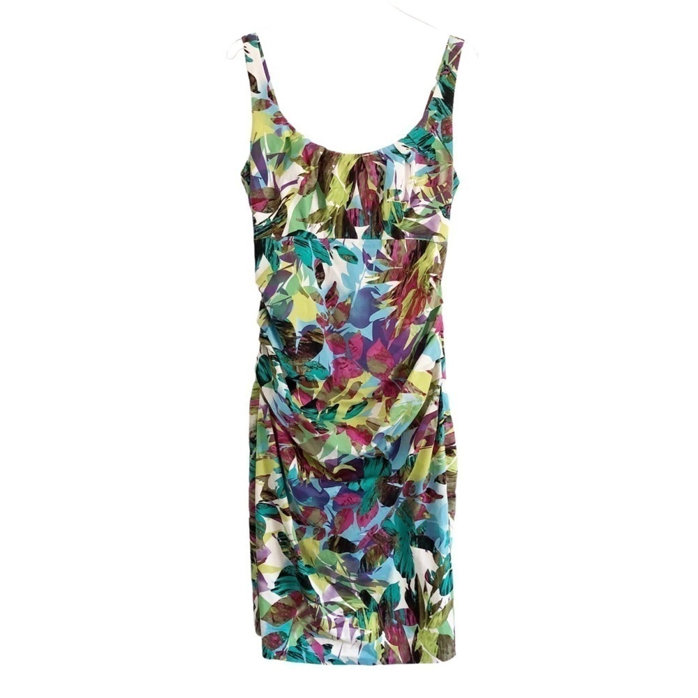 Suzi Chin By Maggy Boutique Dress Shirred Floral Print Size 12